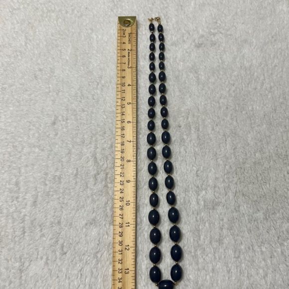 VTG Monet Black Varied Sized Beads Gold Tone Spacers Single Strand 28" Necklace - Picture 6 of 6